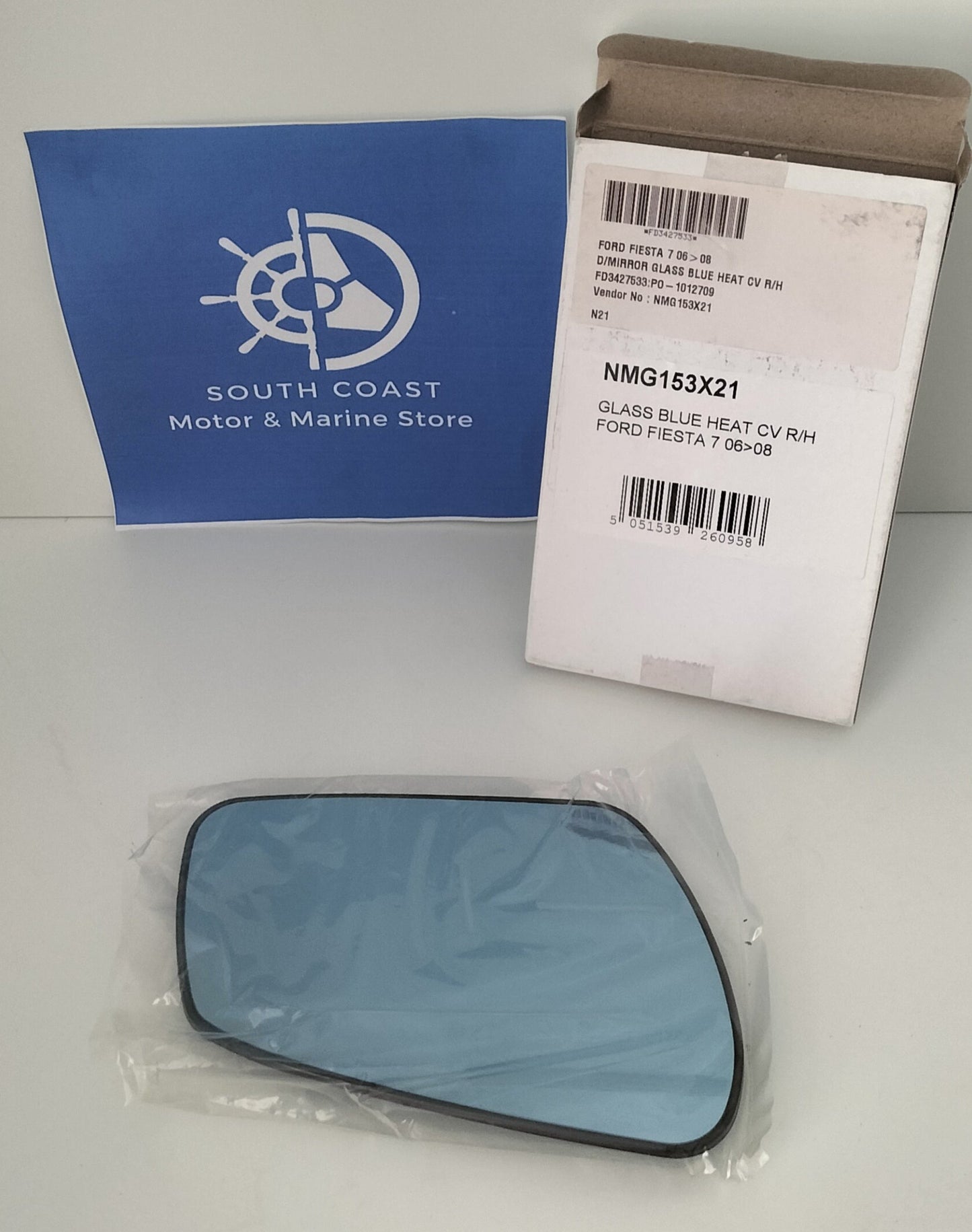 Wing Mirror Glass - Ford Fiesta 7 2006-2008 - Glass Blue Heated CV R/H - NMG153X21