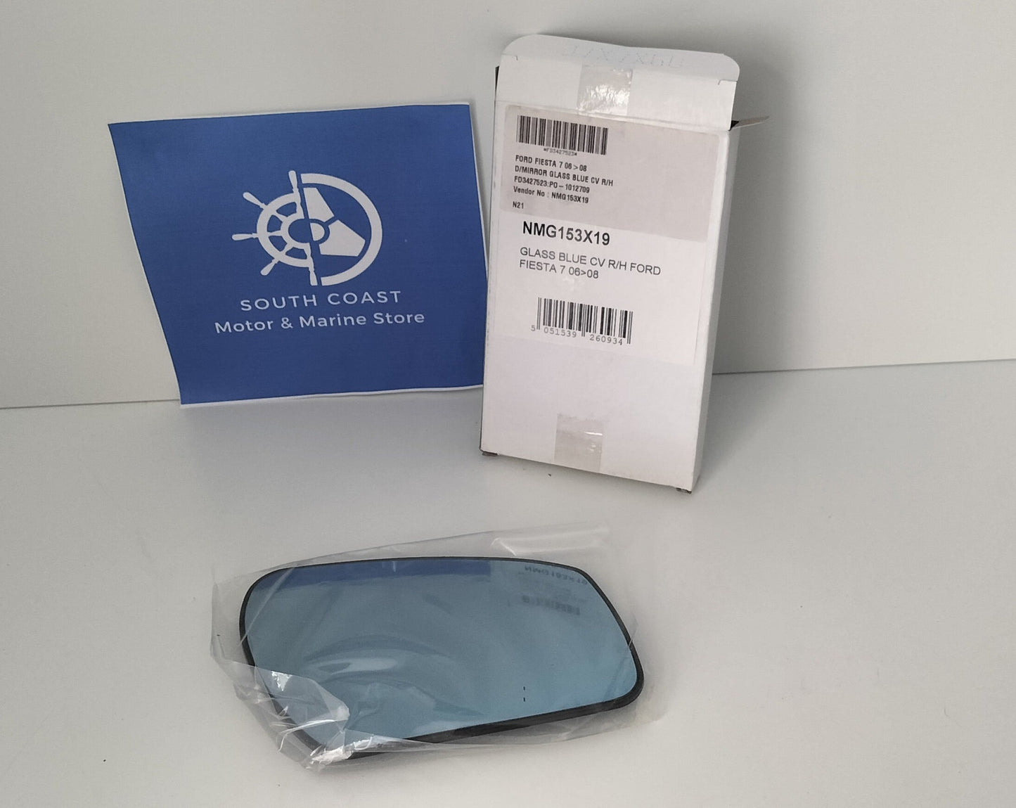 Wing Mirror Glass - Ford Fiesta 7 2006-2008 includes backing plate - Glass Blue CV R/H - NMG153X19