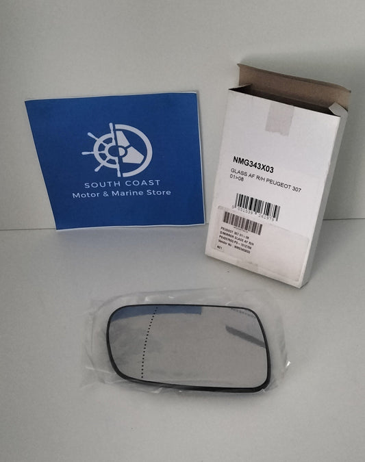 Wing Mirror Glass - Peugeot 307 2001-2008 includes backing plate - AF R/H - NMG343X03