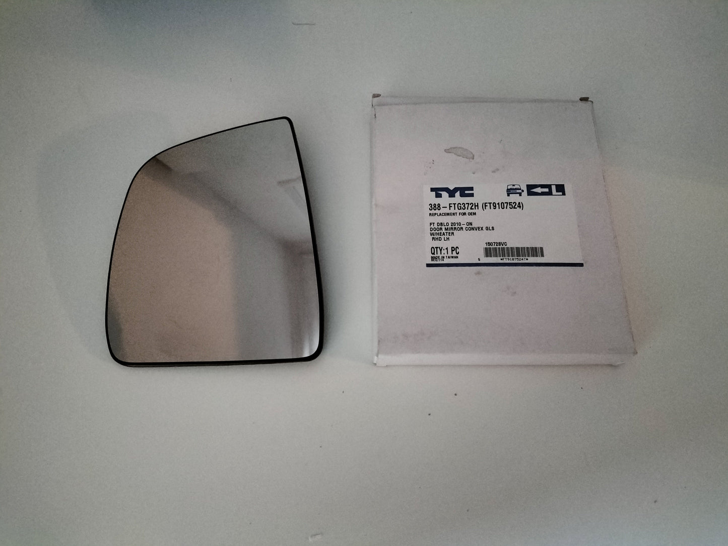 Wing Mirror Glass TYC - Fiat Doblo 2010 - CV GLS L/H Heater - 388-FTG372H (FT9107524) 150728VC